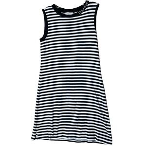 Calvin Klein Sleeveless Sweater Dress Size Small Striped Black White Lightweight
